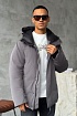 Серый пуховик Canada Goose Sanford logo-patch