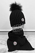 Комплект из шапки и шарфа чёрного цвета Moncler logo-patch