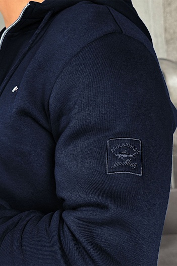 Утеплённая кофта на флисе Paul & Shark тёмно-синего цвета   