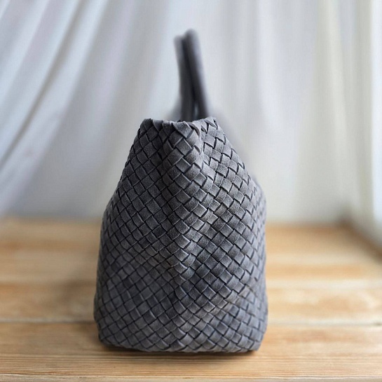 Замшевая сумка Bottega Veneta Cabat 40x28 см - Grey