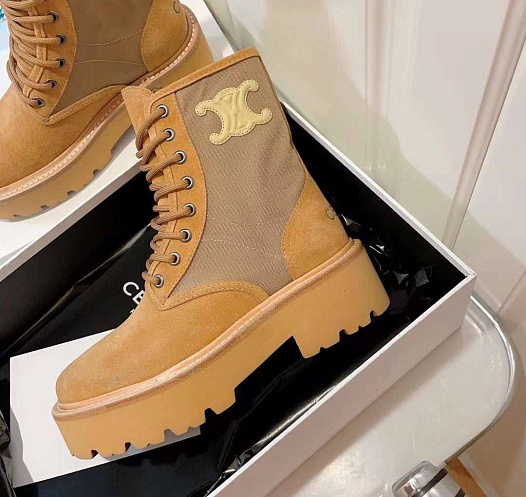 Женские замшевые ботинки Celine premium - Checknut   