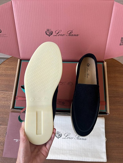 Замшевые лоферы Loro Piana Premium - Black   
