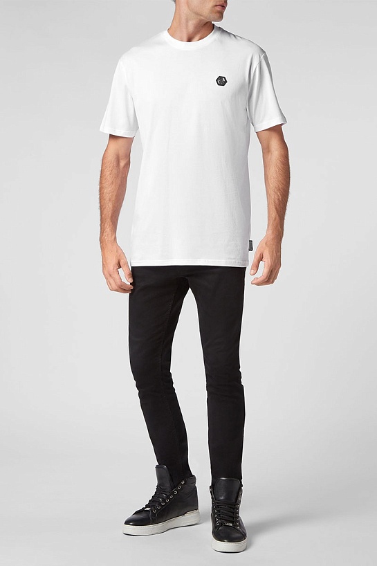 Футболка белого цвета Philipp Plein logo-plaque