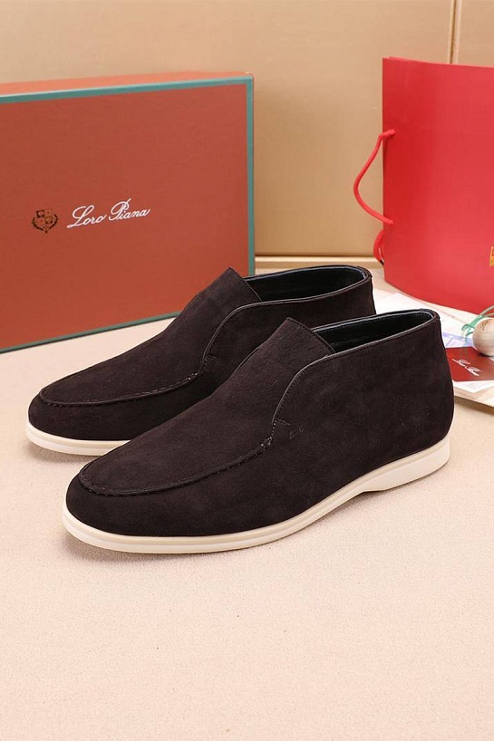 Замшевые лоферы с мехом Loro Piana Open Walk - Brown