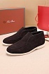 Замшевые лоферы с мехом Loro Piana Open Walk - Brown