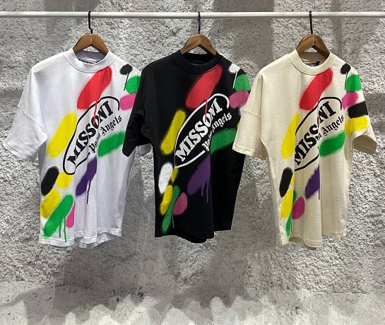 Кремовая оверсайз футболка Palm Angels x Missoni Sport Loose