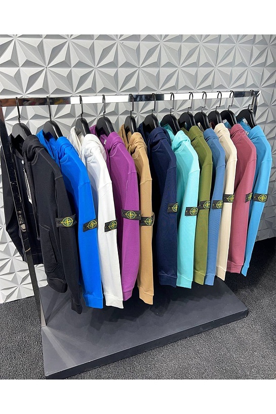 Мужское худи голубого цвета Stone Island Compass-patch
