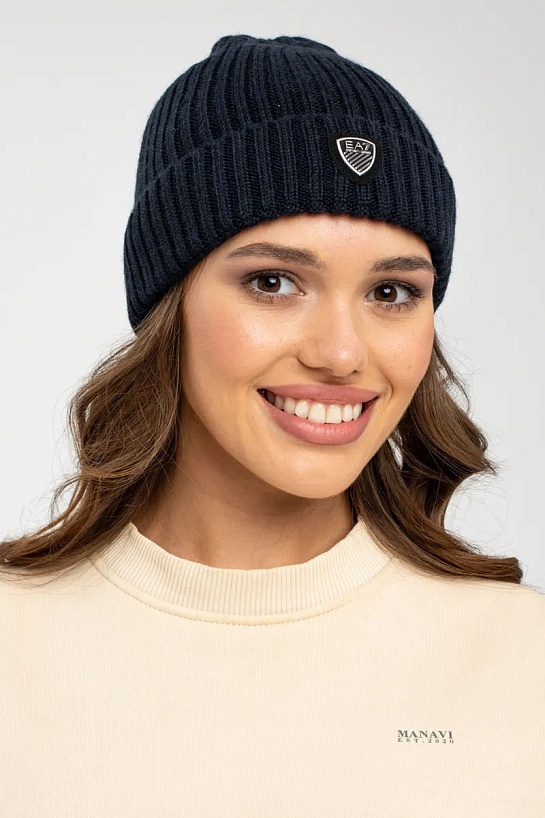 Шапка Emporio Armani 7 logo-plaque - Navy
