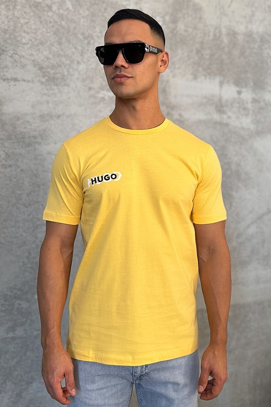 Мужская жёлтая футболка Hugo Boss logo print