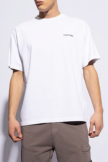 Мужская футболка Stone Island белого цвета   