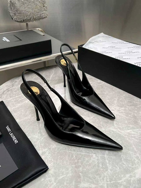 Женские кожаные туфли на каблуке Yves Saint Laurent premium