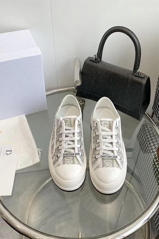 Женские кеды на платформе Dior Walk'n' -  Grey / White