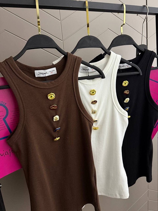 Женская хлопковая майка Schiaparelli premium - Black