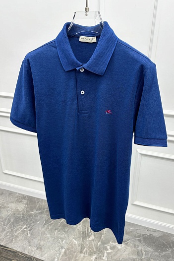 Тёмно-синее поло Etro с узором пейсли   