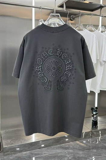 Серая оверсайз футболка Chrome Hearts Premium   