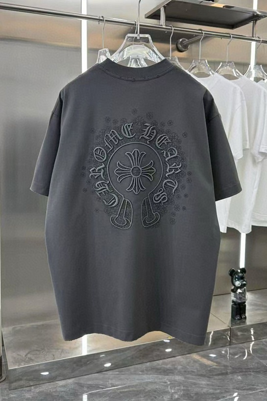 Серая оверсайз футболка Chrome Hearts Premium