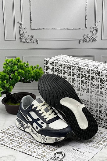 Мужские кроссовки Premiata Moe Run - White / Navy   