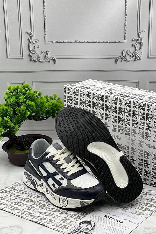 Мужские кроссовки Premiata Moe Run - White / Navy