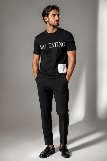 Мужская футболка Valentino high-shine logo - Black   