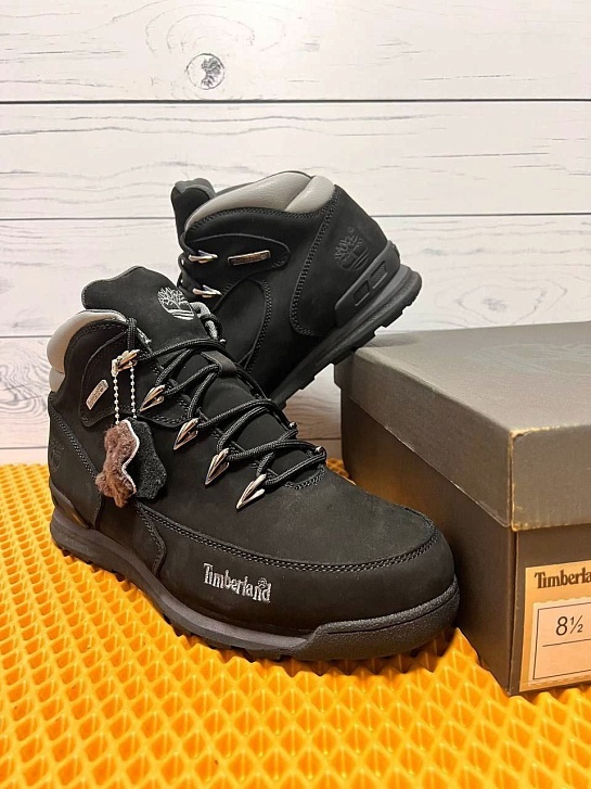 Мужские ботинки с мехом Timberland Euro Rock Hiker - Black / Grey