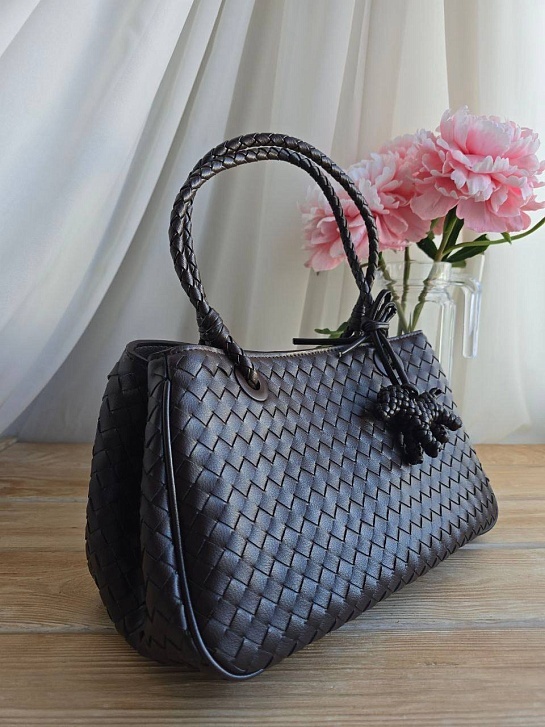 Кожаная сумка Bottega Veneta Basket 30x20 см - Dark Brown