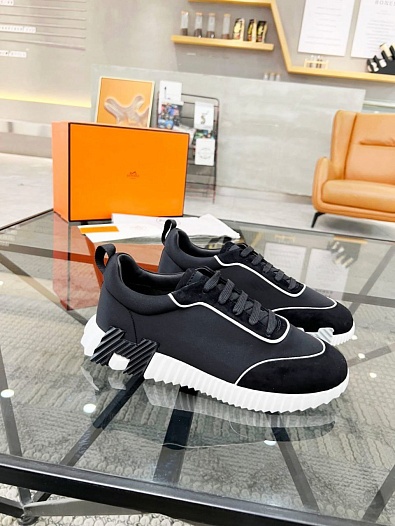 Мужские замшевые кроссовки Hermes Bouncing - Black   