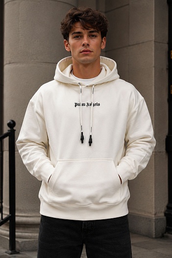 Мужское худи белого цвета Palm Angels logo-print   