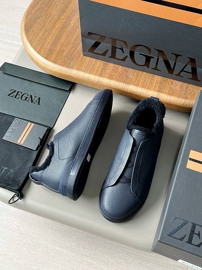 Кроссовки с мехом Ermenegildo Zegna Triple Stitch - Navy   