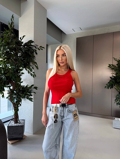 Женская красная майка MIU MIU premium   