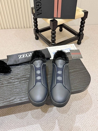 Кроссовки с мехом Ermenegildo Zegna Triple Stitch high-top   