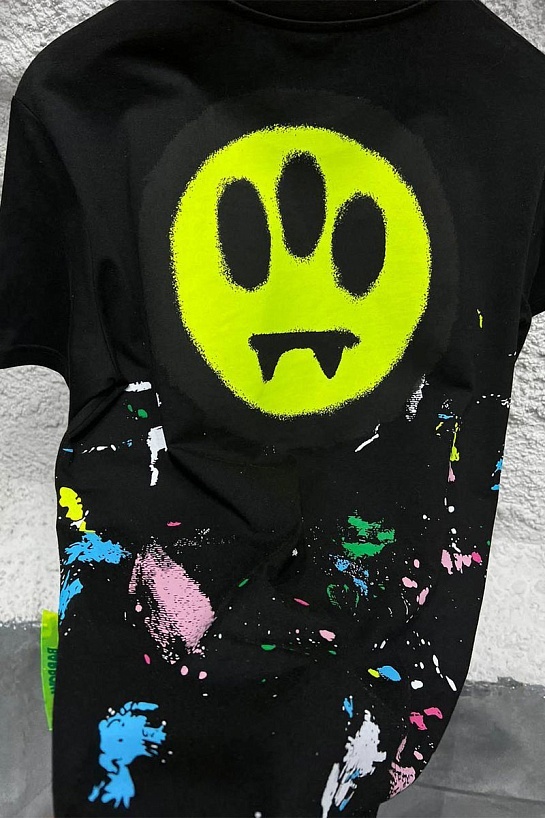 Чёрная оверсайз футболка Barrow logo-print paint-splatter