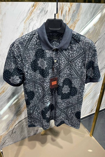 Мужское поло Etro "Floral" - Grey   