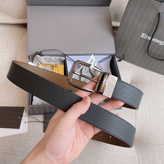 Двусторонний кожаный ремень Zegna Premium (длина 110 см, ширина 3.5 см)