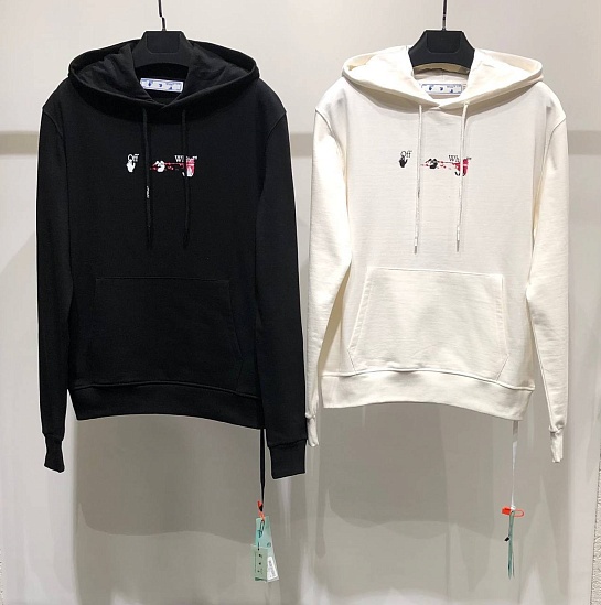 Белое оверсайз худи Off-White Acrylic Arrow