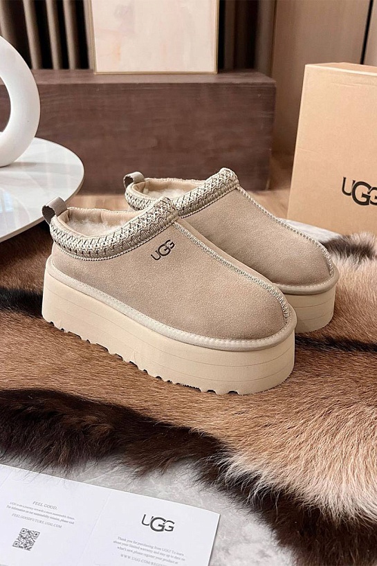 Женские замшевые ботинки UGG Tazz Platform - Beige
