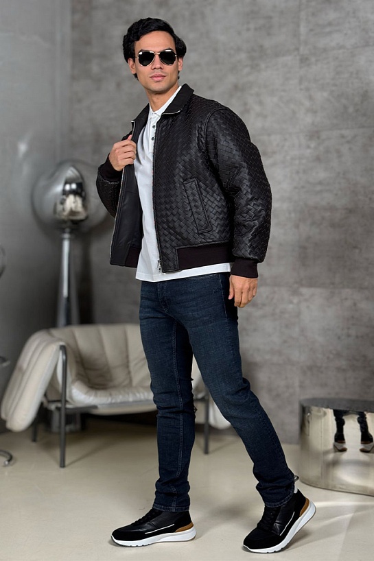 Мужская кожаная куртка Bottega Veneta premium