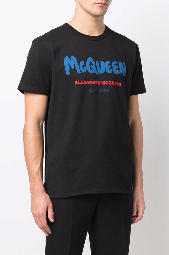 Чёрная оверсайз футболка Alexander McQueen est.1992