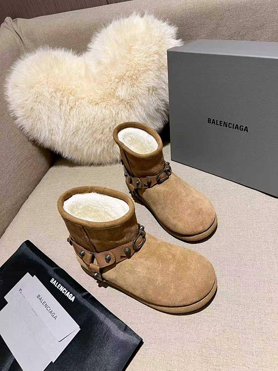 Женские ботинки с мехом Balenciaga Alaska premium - Beige