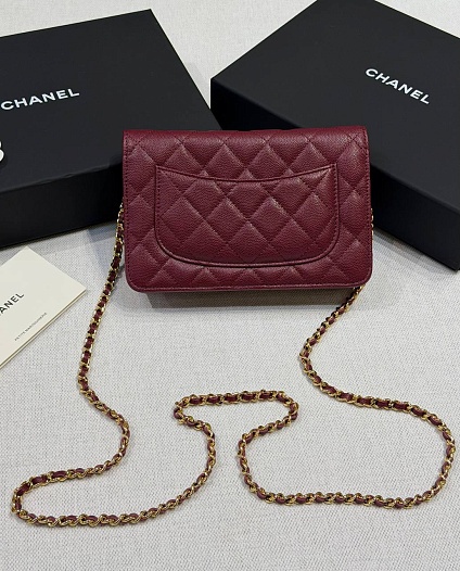 Кожаная сумка Chanel Wallet on Chain premium 19x12x4 см   