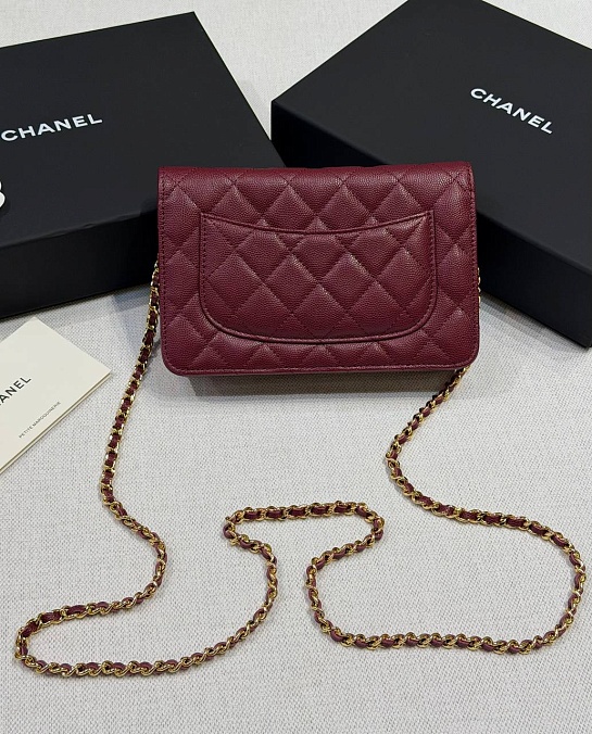 Кожаная сумка Chanel Wallet on Chain premium 19x12x4 см