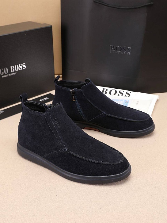 Замшевые лоферы с мехом Hugo Boss high-top - Navy