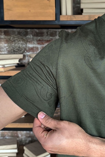 Тёмно-зелёная мужская футболка Etro embroidered-logo   