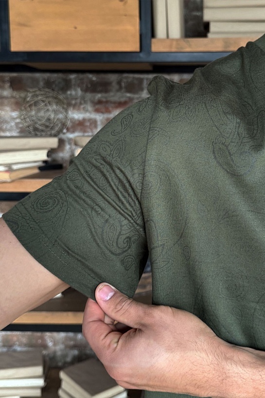 Тёмно-зелёная мужская футболка Etro embroidered-logo