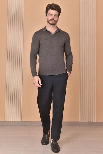 Поло с длинным рукавом Loro Piana Premium - Gray Coffee   