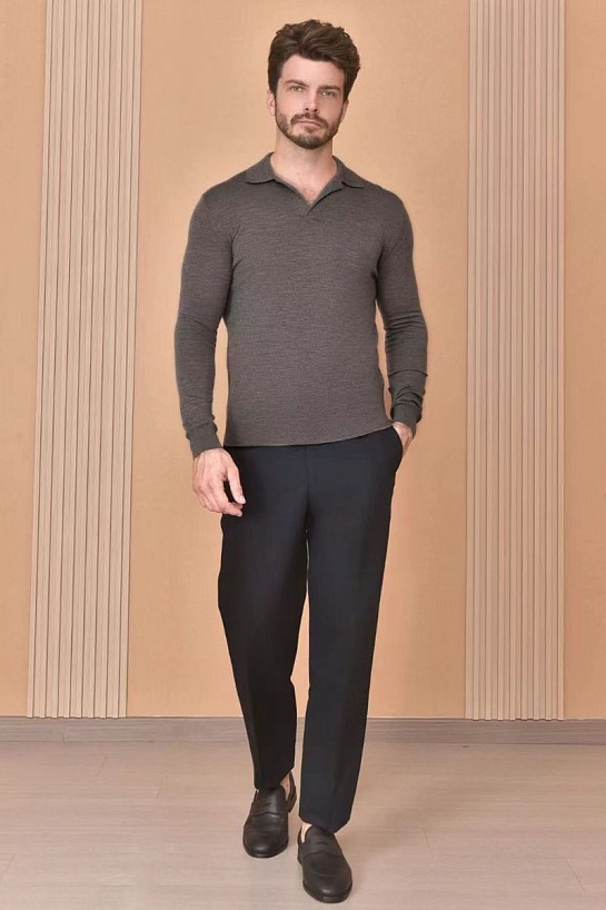 Поло с длинным рукавом Loro Piana Premium - Gray Coffee