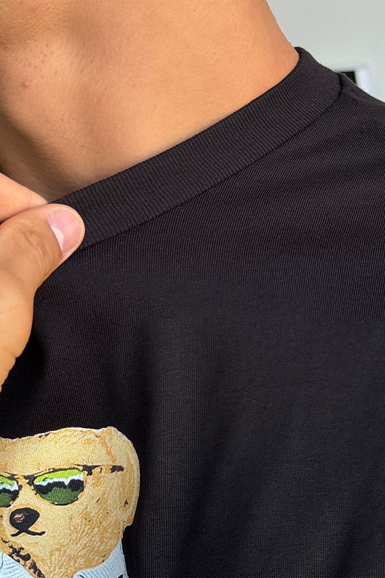 Мужская чёрная футболка Роlо Ralрh Lаurеn "Bear"