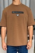 Коричневая оверсайз футболка Prada Milano metallic-logo