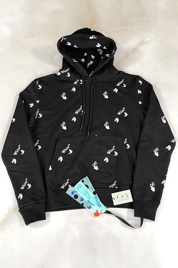 Мужская чёрная кофта Off-White logo all-over   