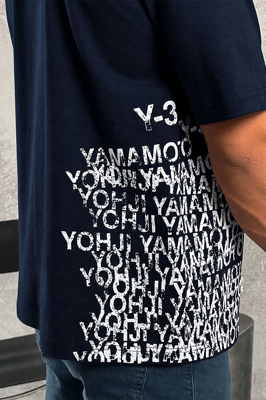 Мужская тёмно-синяя футболка Y-3 Yohji Yamamoto
