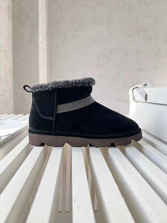 Женские замшевые угги с мехом Brunello Cucinelli Premium - Black